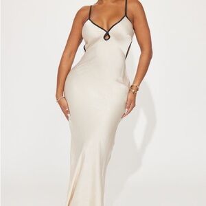 Fashion Nova Cream and Black Maxi Dress
